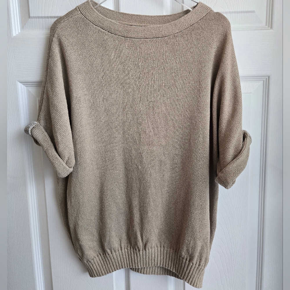 Chico's Tan Crew Neck Sweater